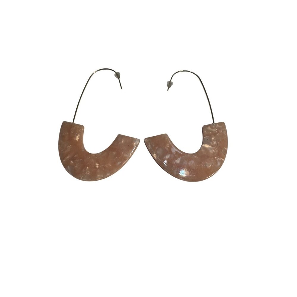Modern Hoop Earrings Resin Peach Marbled Finish Women’s Statement Design